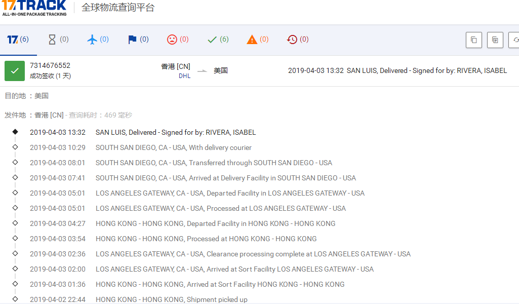 HKDHL優(yōu)先級(jí)美國簽收時(shí)效