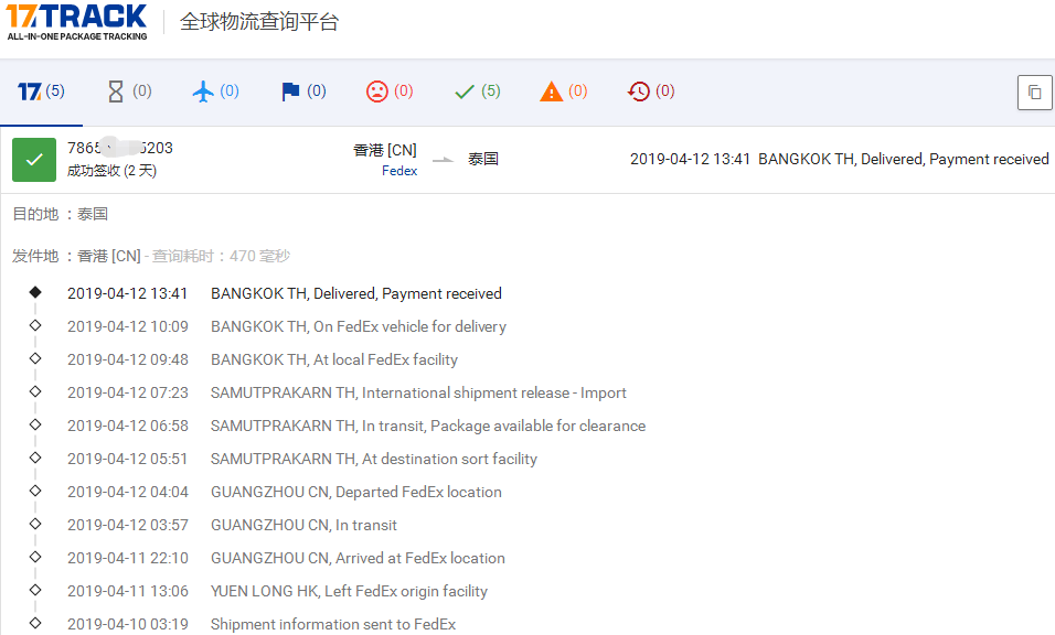 香港Fedex-標(biāo)準(zhǔn)IP到泰國(guó)簽收時(shí)效